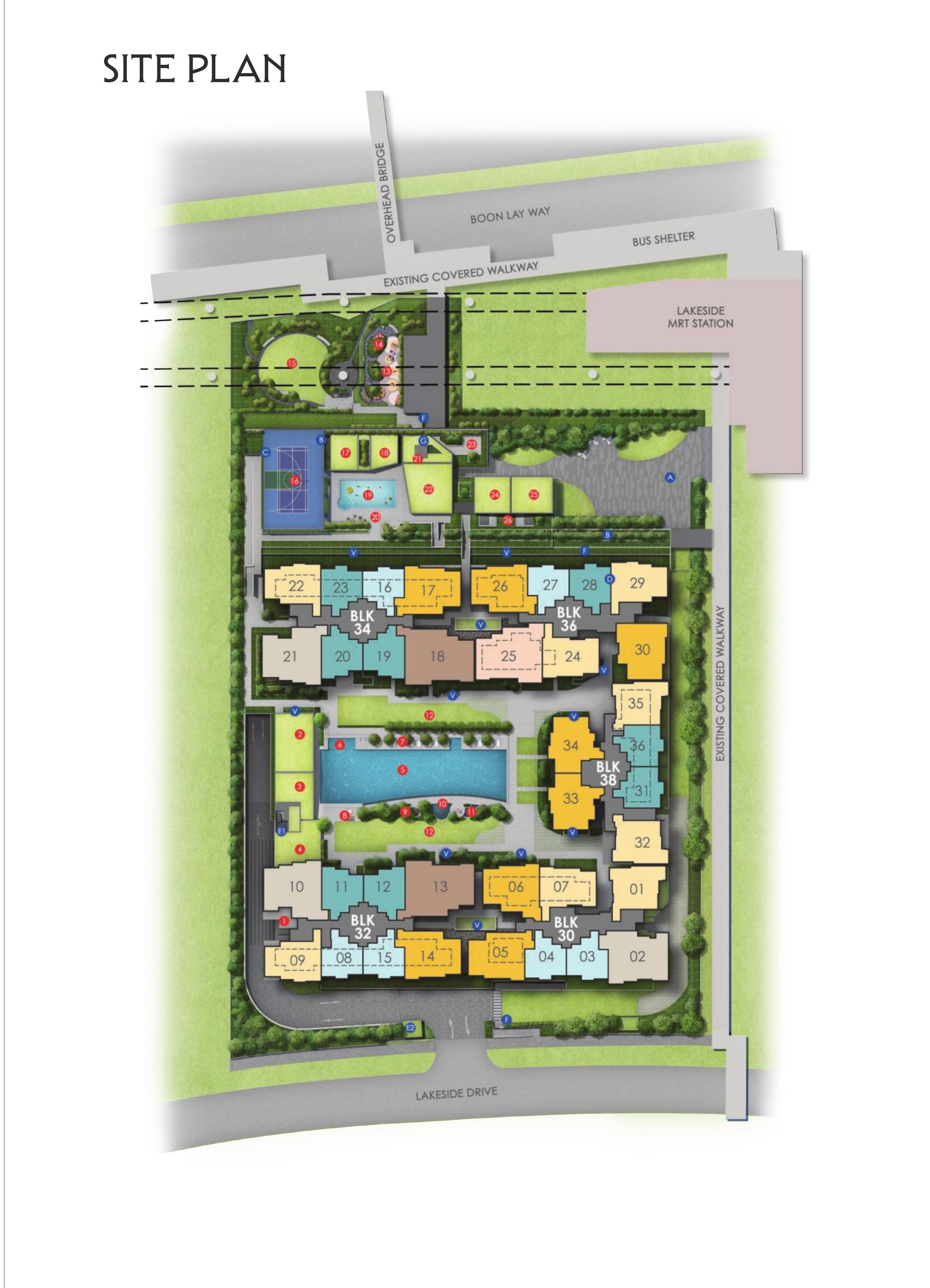 Lucerne Grand site plan showing block layout and facility zones